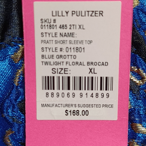 ********** PRICE DROPPED   Lilly Pulitzer BLUE GROTTO holiday top - Picture 6 of 6